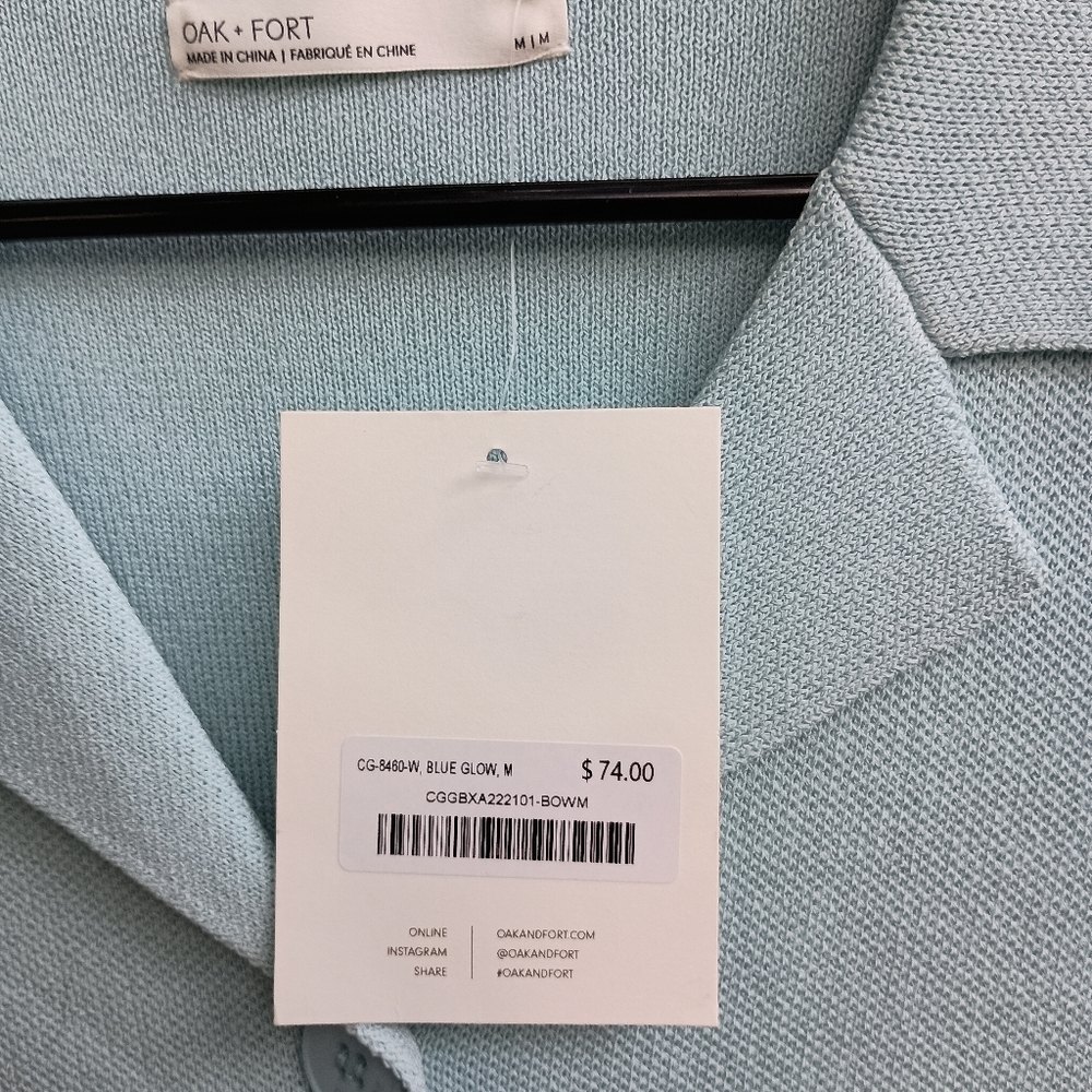 NWT Oak + Fort Light Blue Oversized Collared Cardigan_Med - Picture 7 of 10